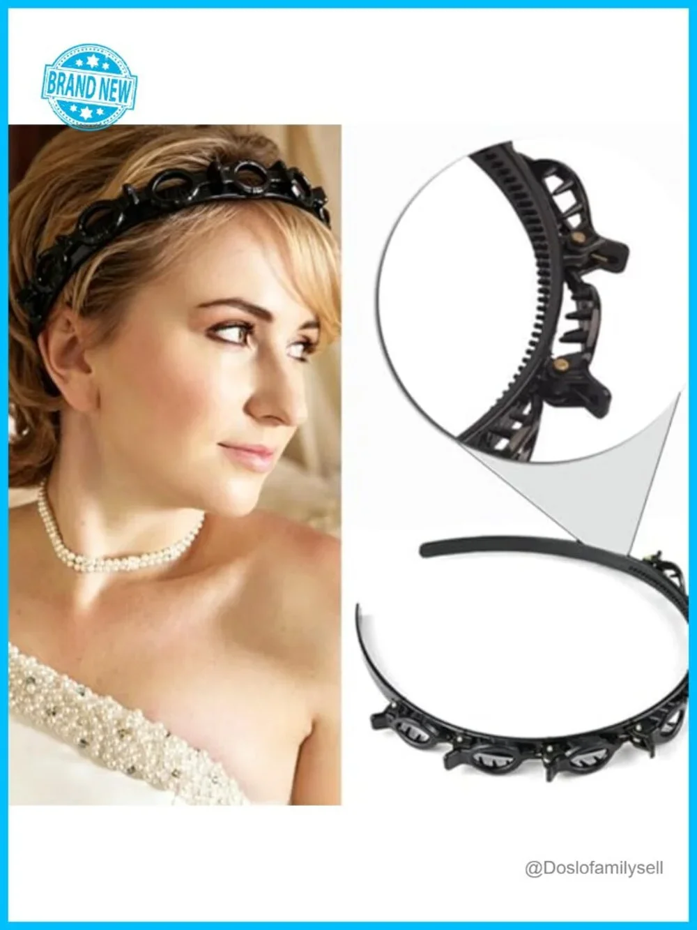 Double-Layer Hollow Braiding Headband with Clips, Non-Slip Bangs Holder, Hair